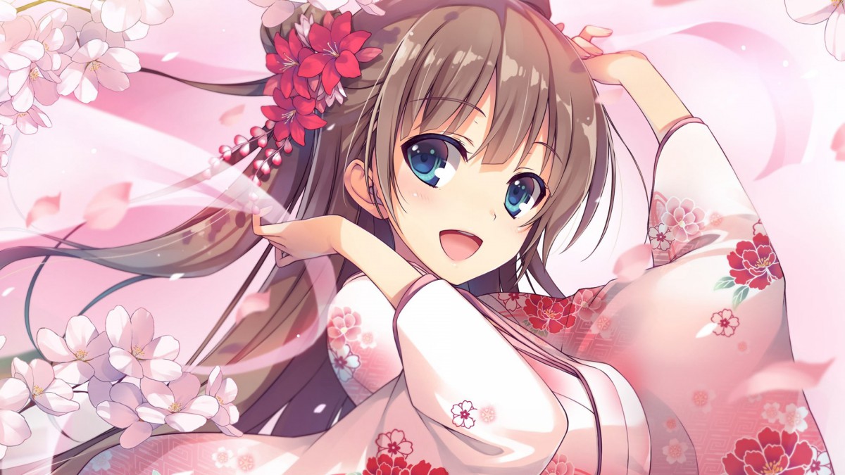 动漫和服少女桌面壁纸