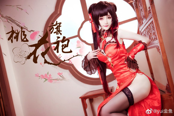 《约会大作战》时崎狂三桃花旗袍Cosplay【CN:yui金鱼】